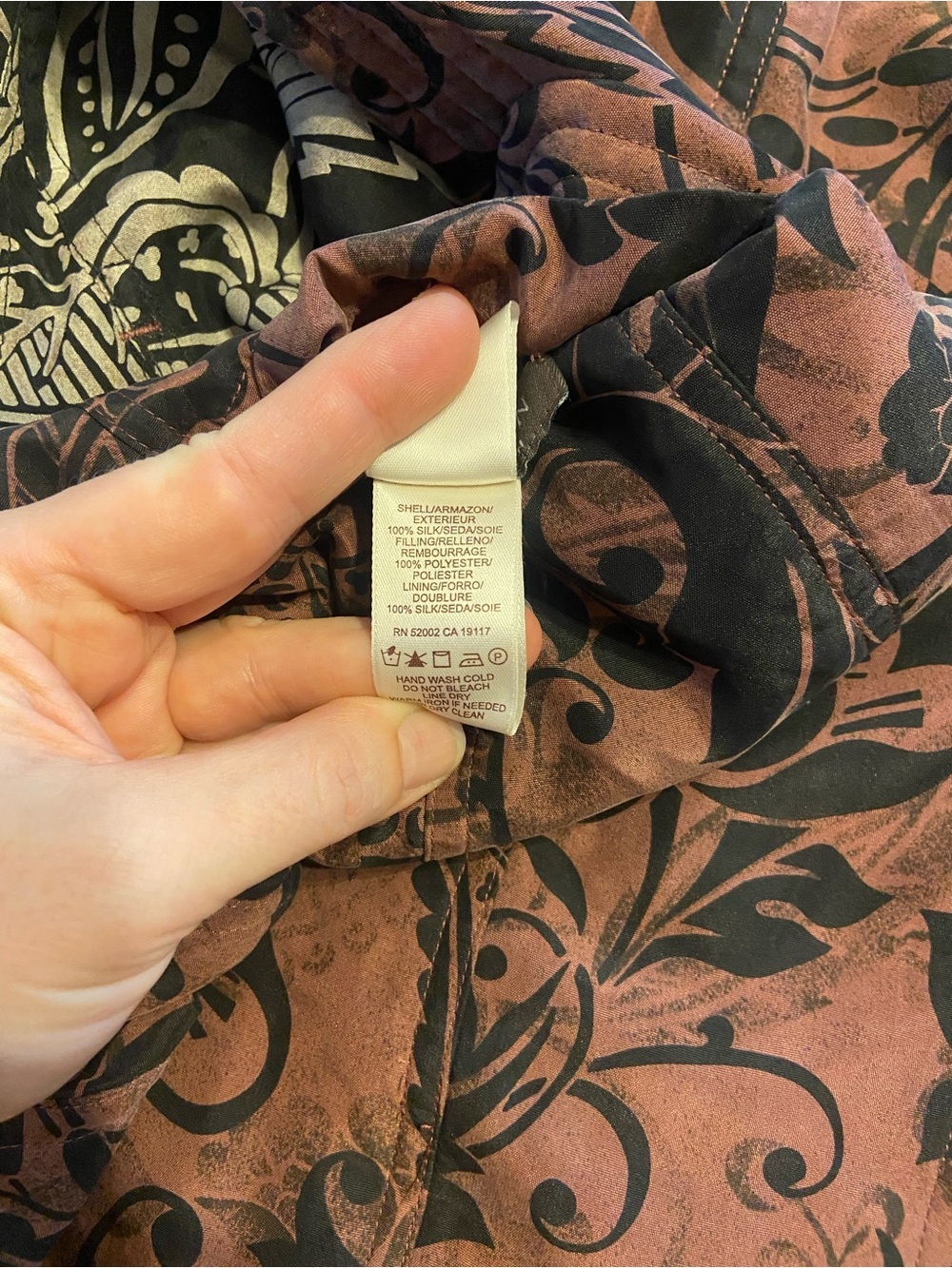Sigrid Olsen Women's Quilted Jacket 100% Silk Sz 12 Reversible dusty rose black - Picture 10 of 11